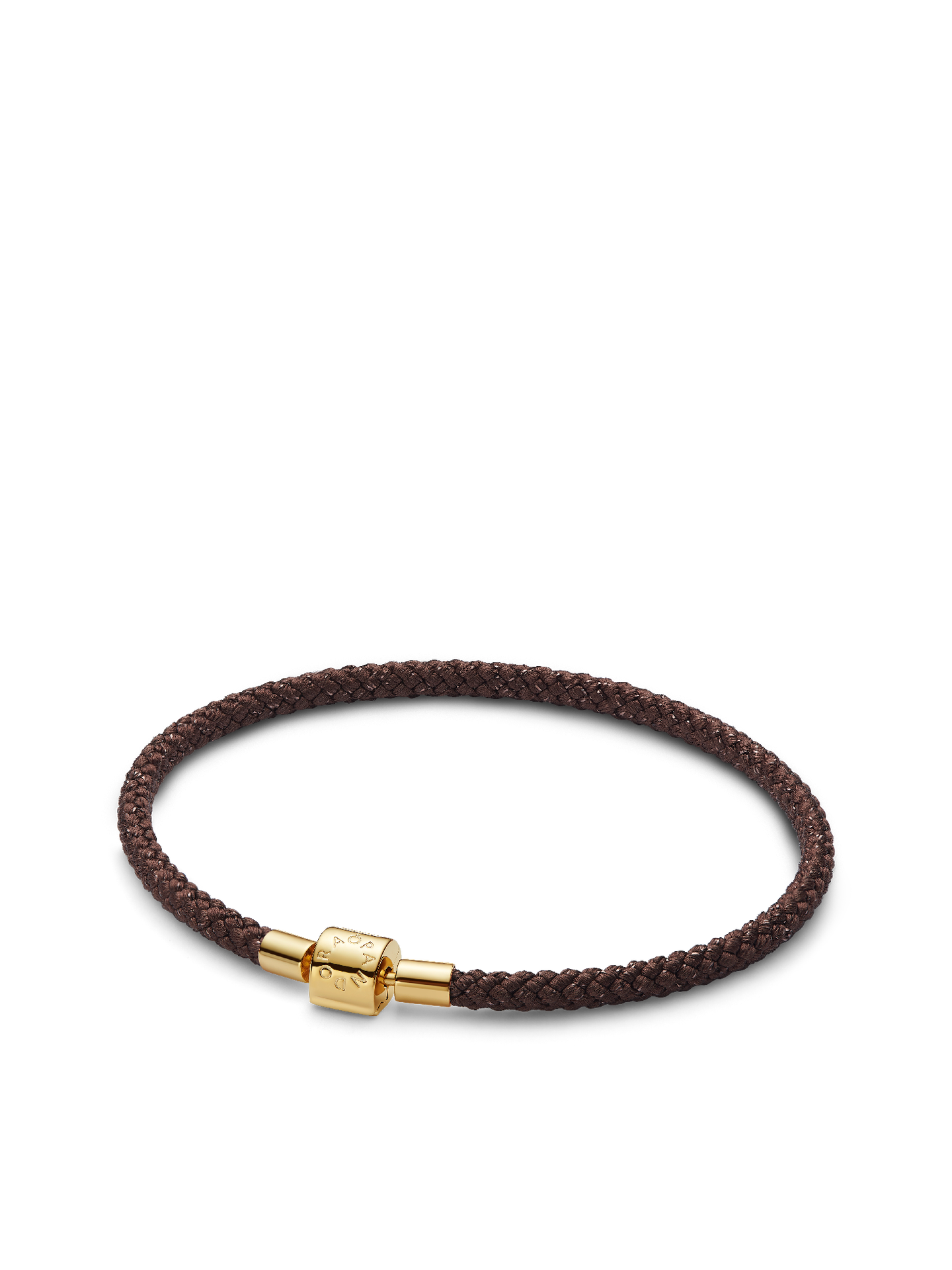Женский браслет Pandora Simmering Brown Cord, цвет: Позолоченный — фото 1