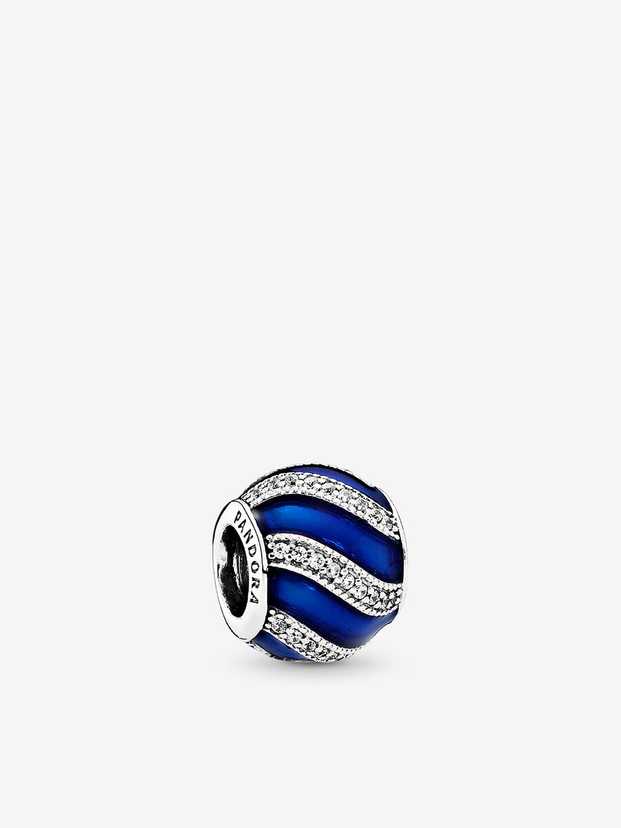 Adornment Charm, Transparent Royal-Blue Enamel & Clear CZ