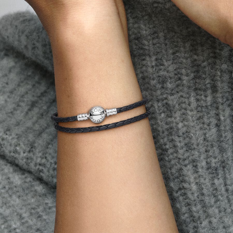Pandora Moments Double Black Leather Bracelet – Apothecary Gift Shop