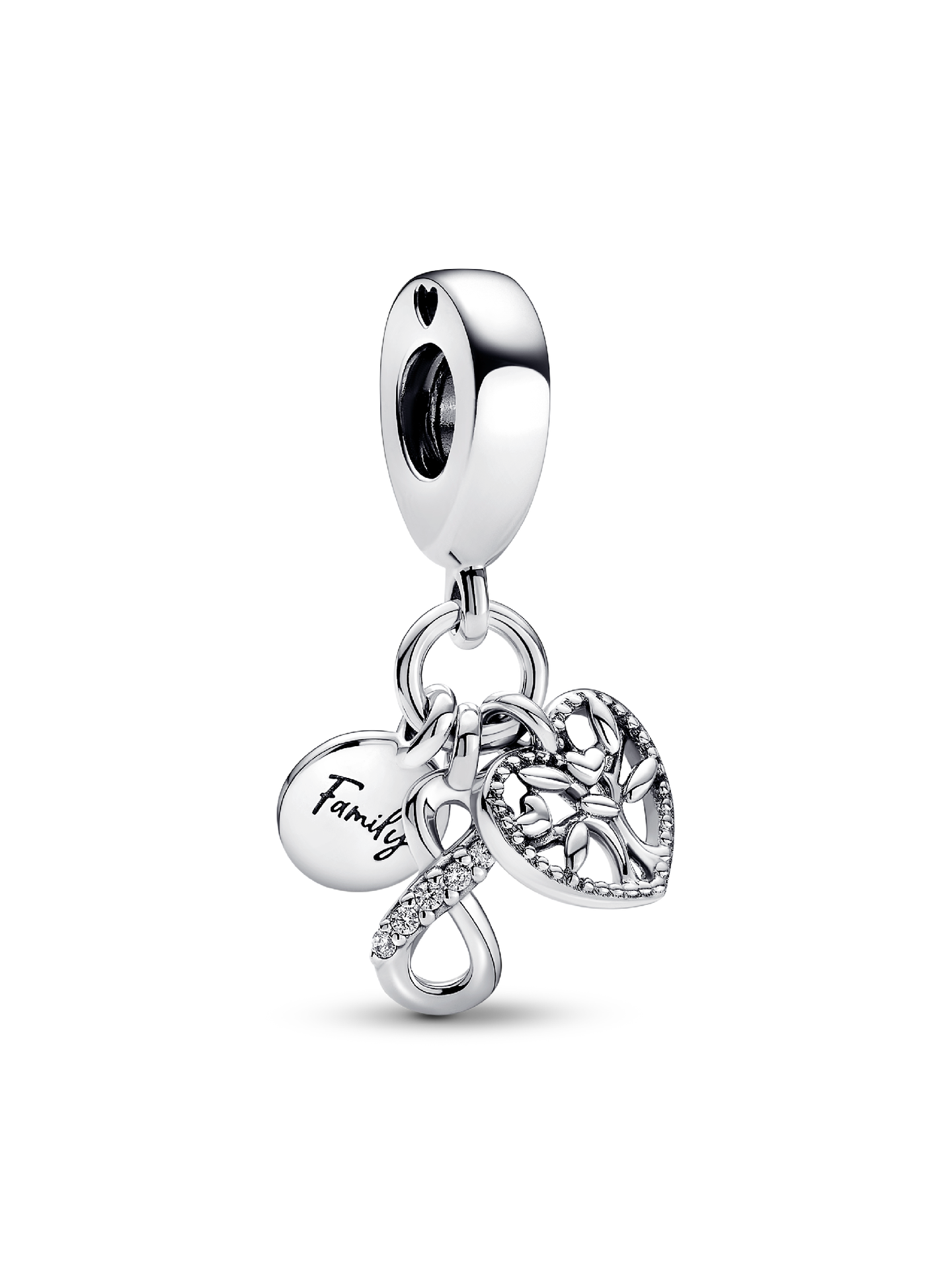 Женский шарм Pandora Family Infinity Triple Dangle Charm, Sterling silver, цвет: Серебро — фото 1