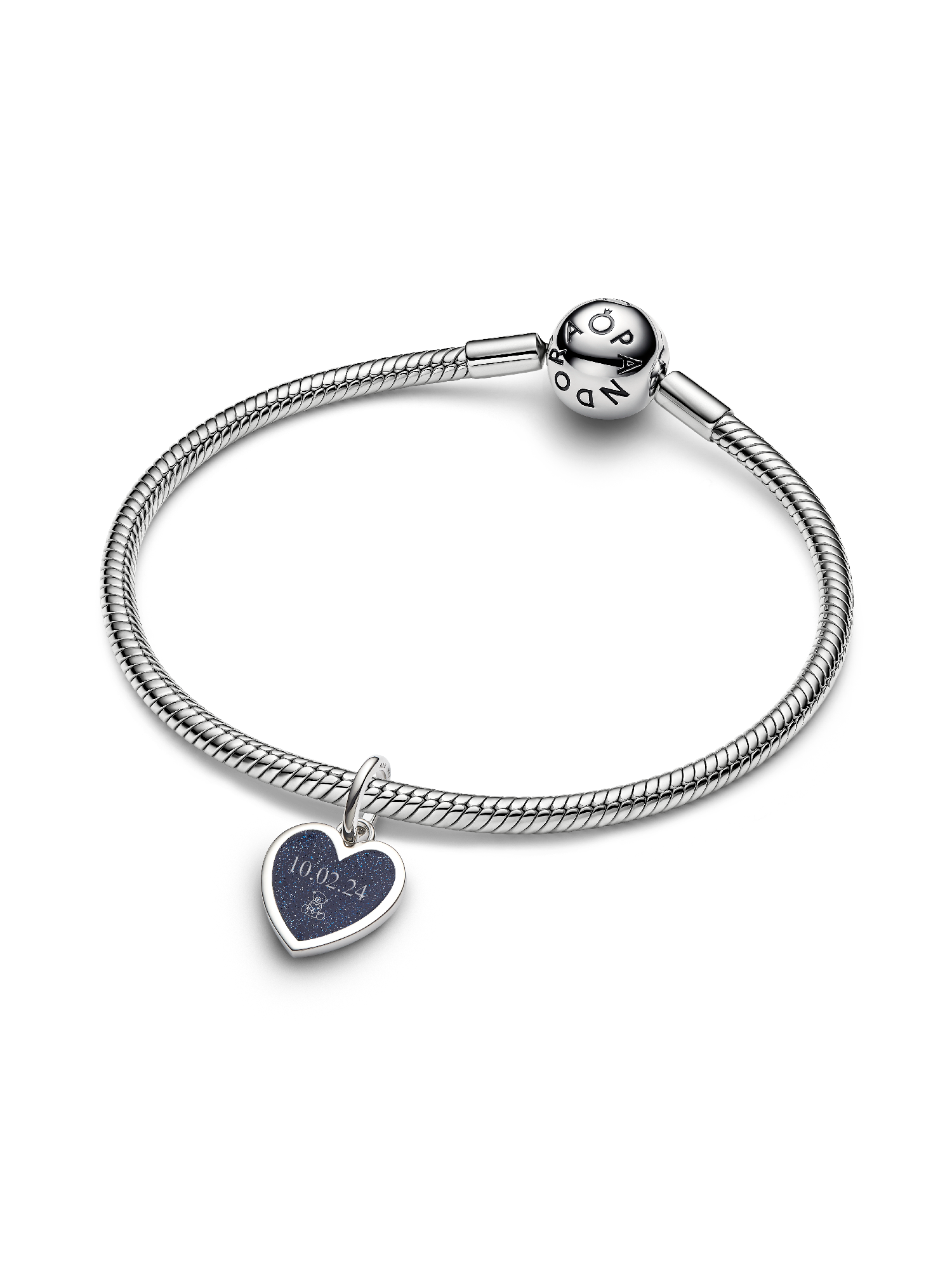 Engravable Blue Heart Dangle Charm, Platinum Plated