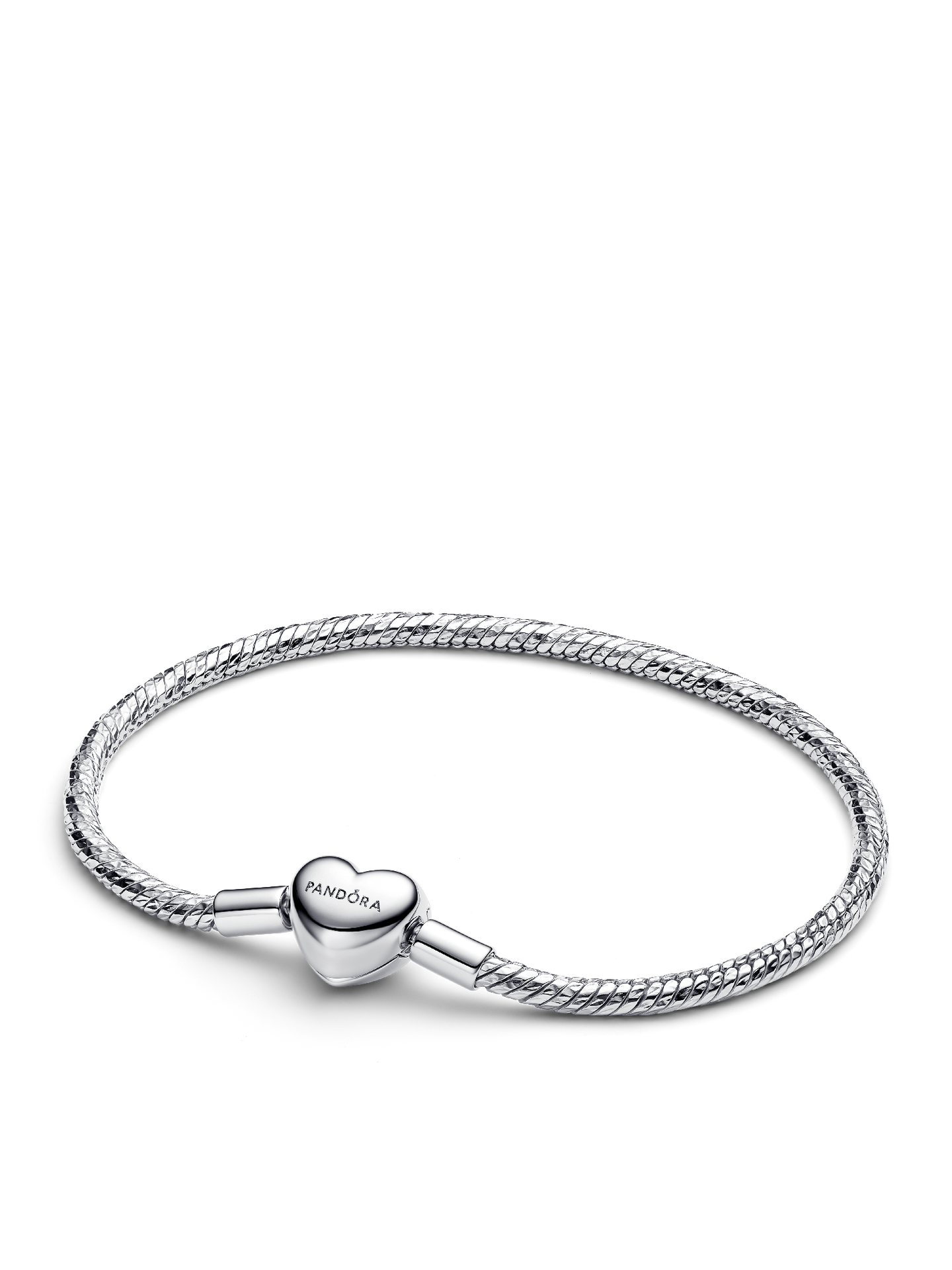 Женский браслет Pandora Heart Clasp Faceted Snake Chain, Sterling silver, цвет: Серебро