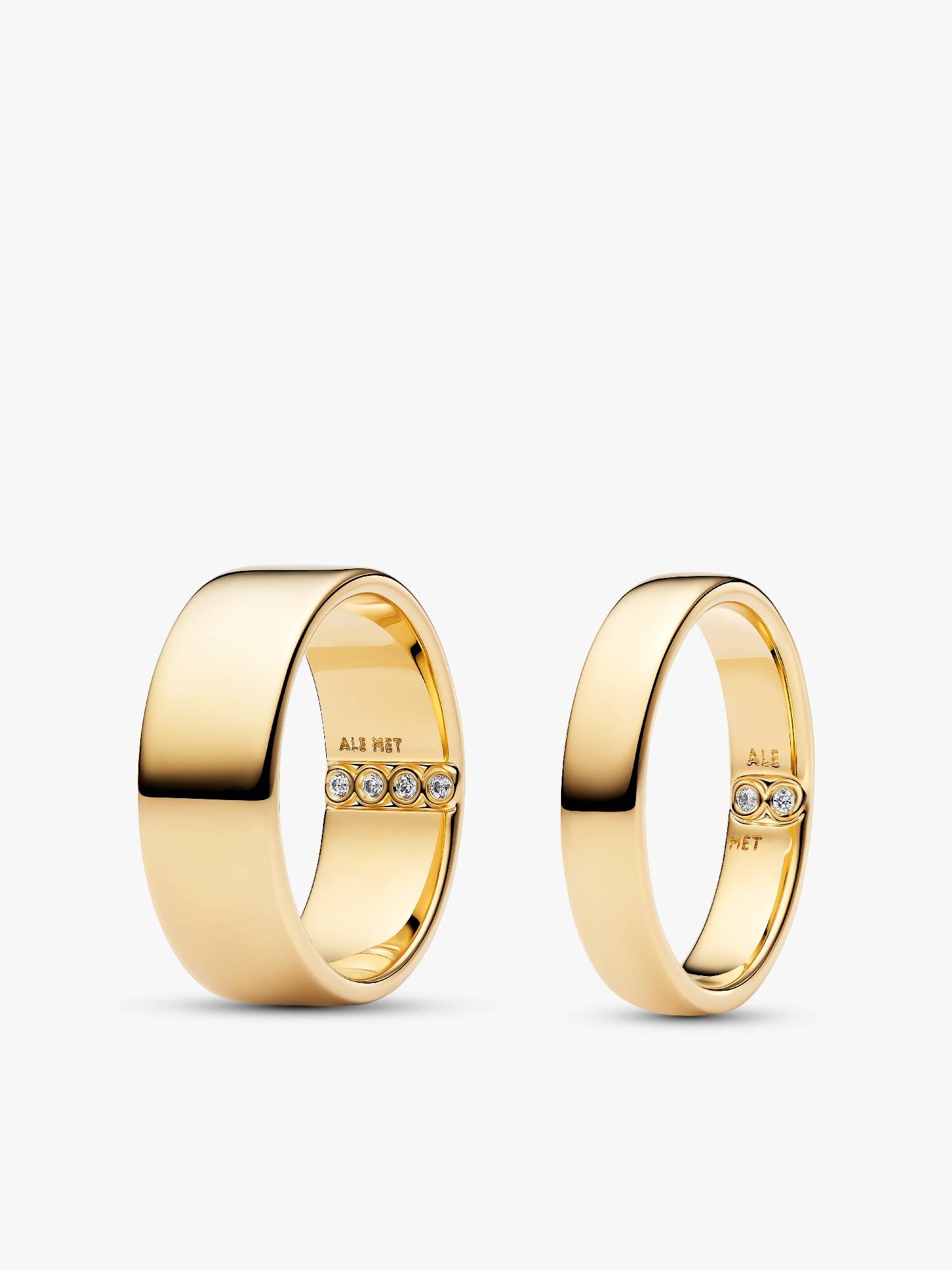 His & Hers Gold Secret Engraving Ring Set