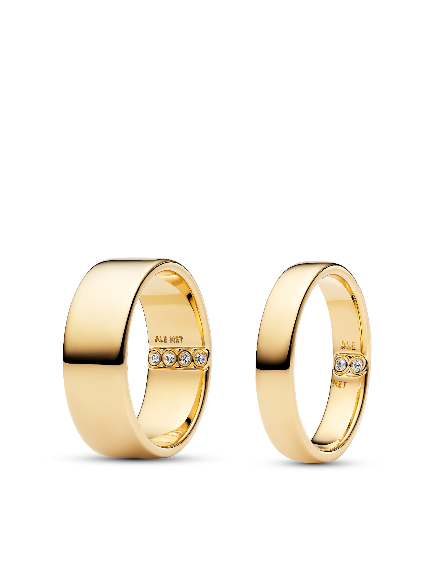 His & Hers Gold Secret Engraving Ring Set