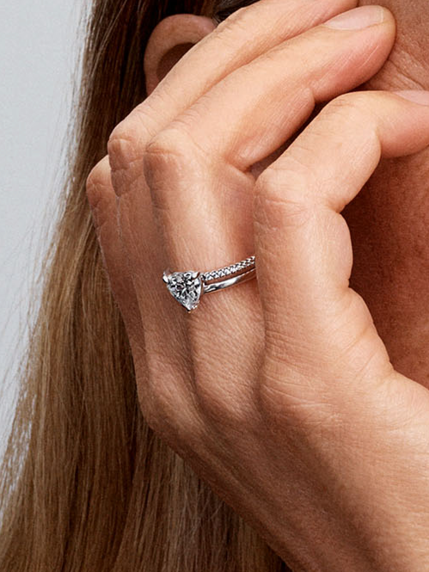 Женское кольцо Pandora Double Band Heart, Sterling silver, цвет: Серебро — фото 3