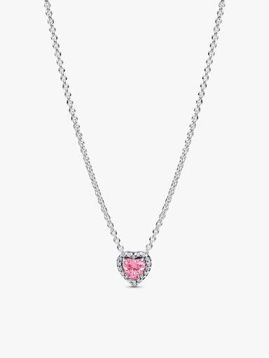 Pink Elevated Hearts Necklace Layering Set