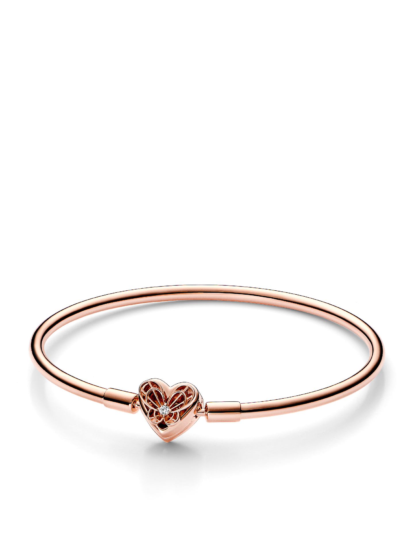 Женский браслет Pandora Moments Heart & Butterfly, цвет: Покрытие розовым золотом — фото 1