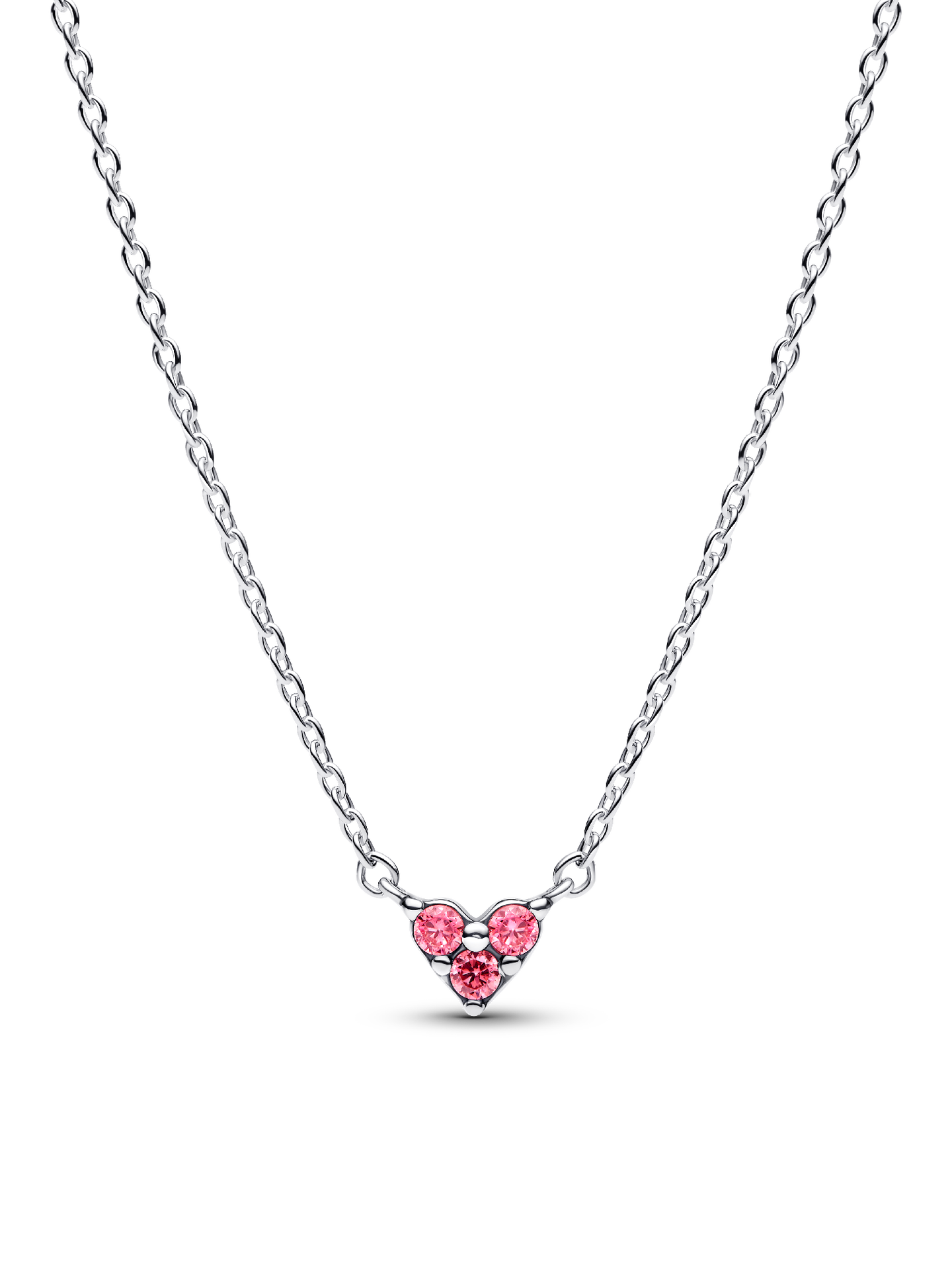 Женское колье Pandora Triple Stone Pink Heart Collier, цвет: Серебро — фото 1