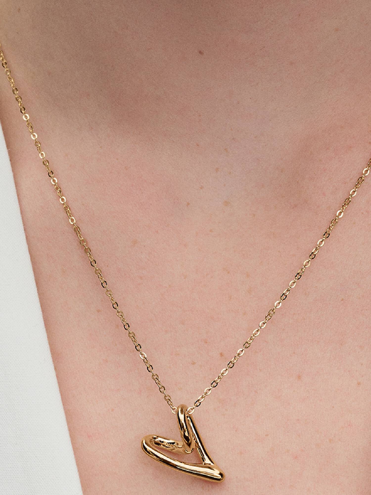 Organically Shaped Heart Pendant Necklace