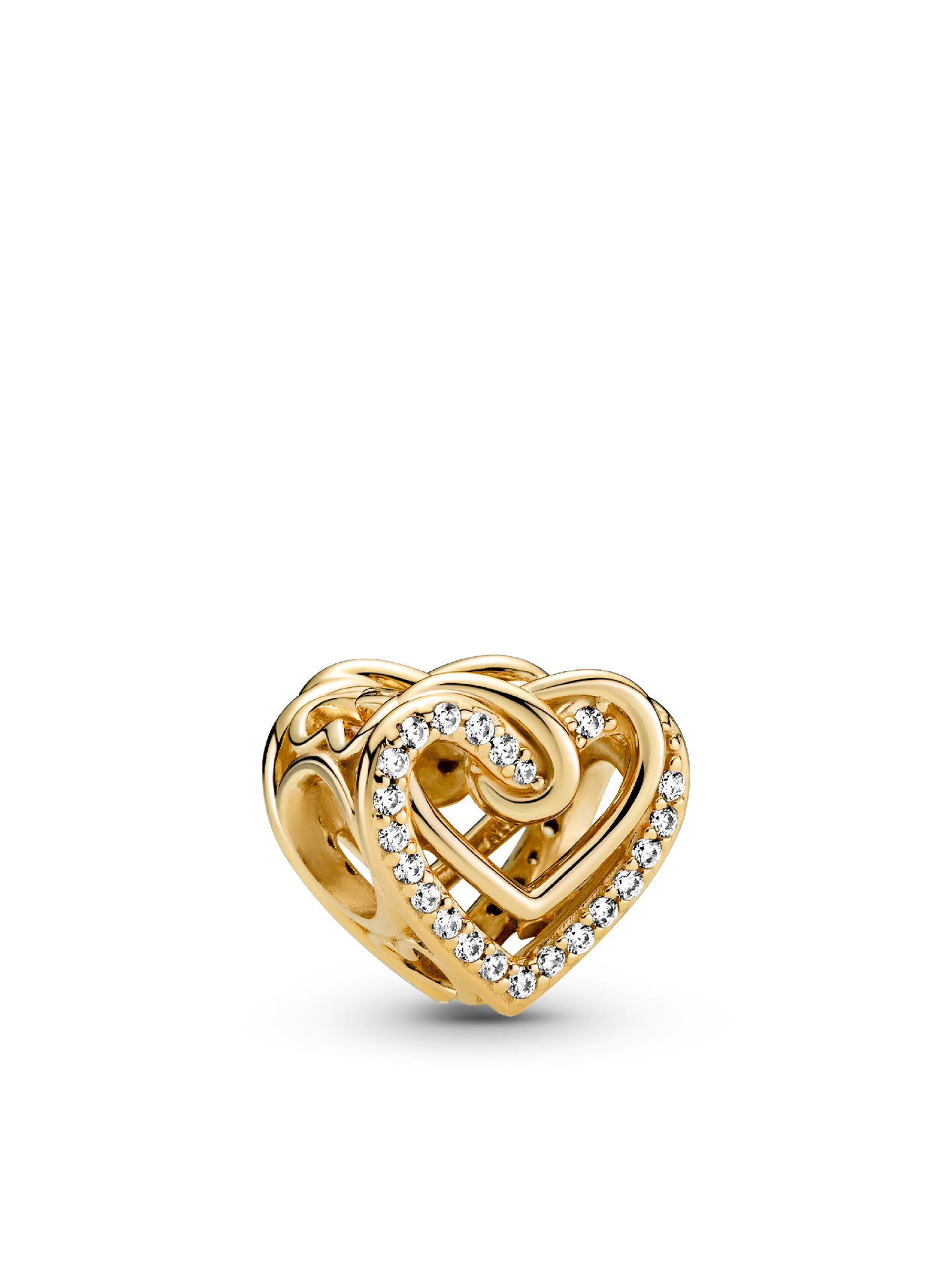 Женский шарм Pandora Sparkling Entwined Hearts Charm, Gold plated, цвет: Позолоченный — фото 1