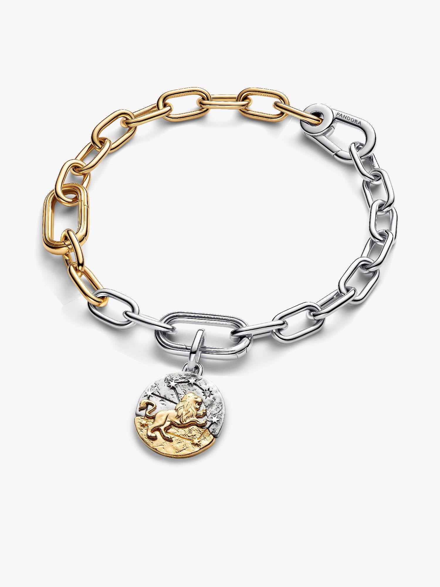Leo Two-tone Medallion Charm Bracelet Set