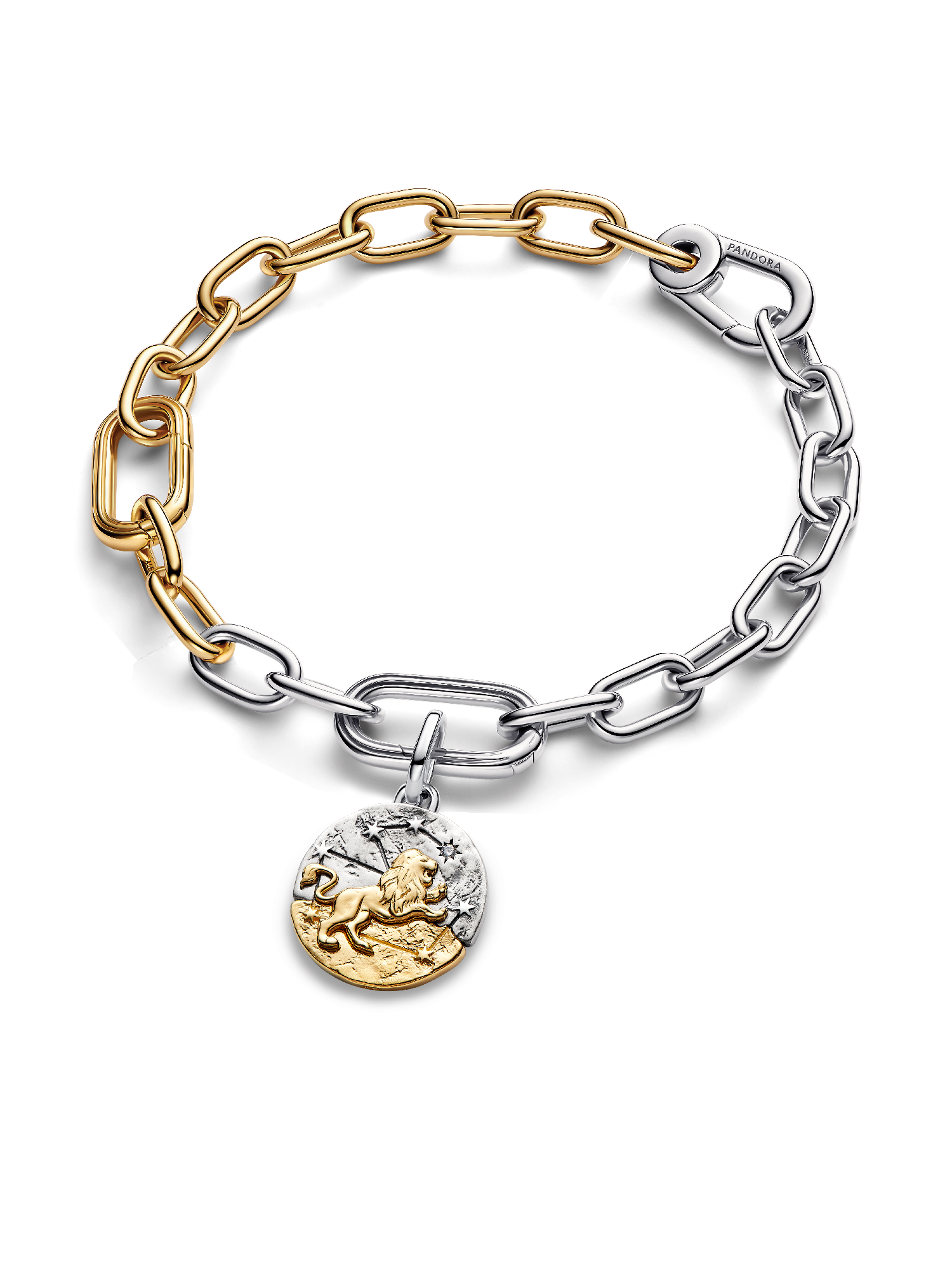 PANDORA ブレスレット16cm チャーム2点つき Leo Two-tone Medallion Charm Bracelet Set | Pandora US