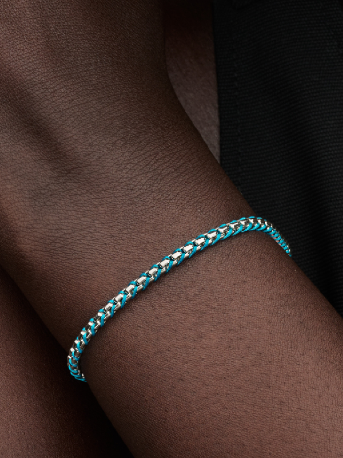 Женский браслет Pandora Blue Cord Snake Chain, цвет: Серебро — фото 3
