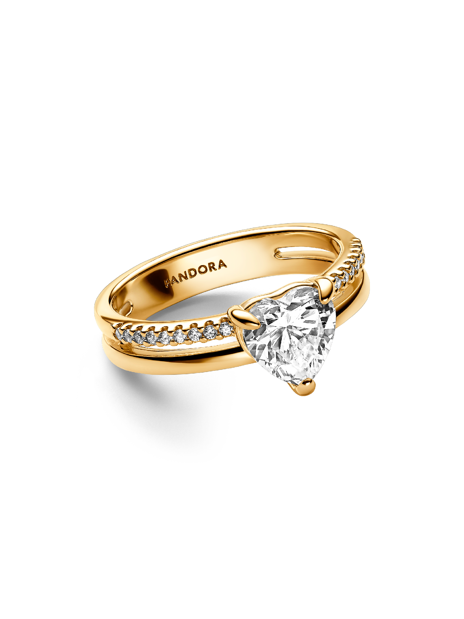 Double Band Heart Ring | Gold plated | Pandora US