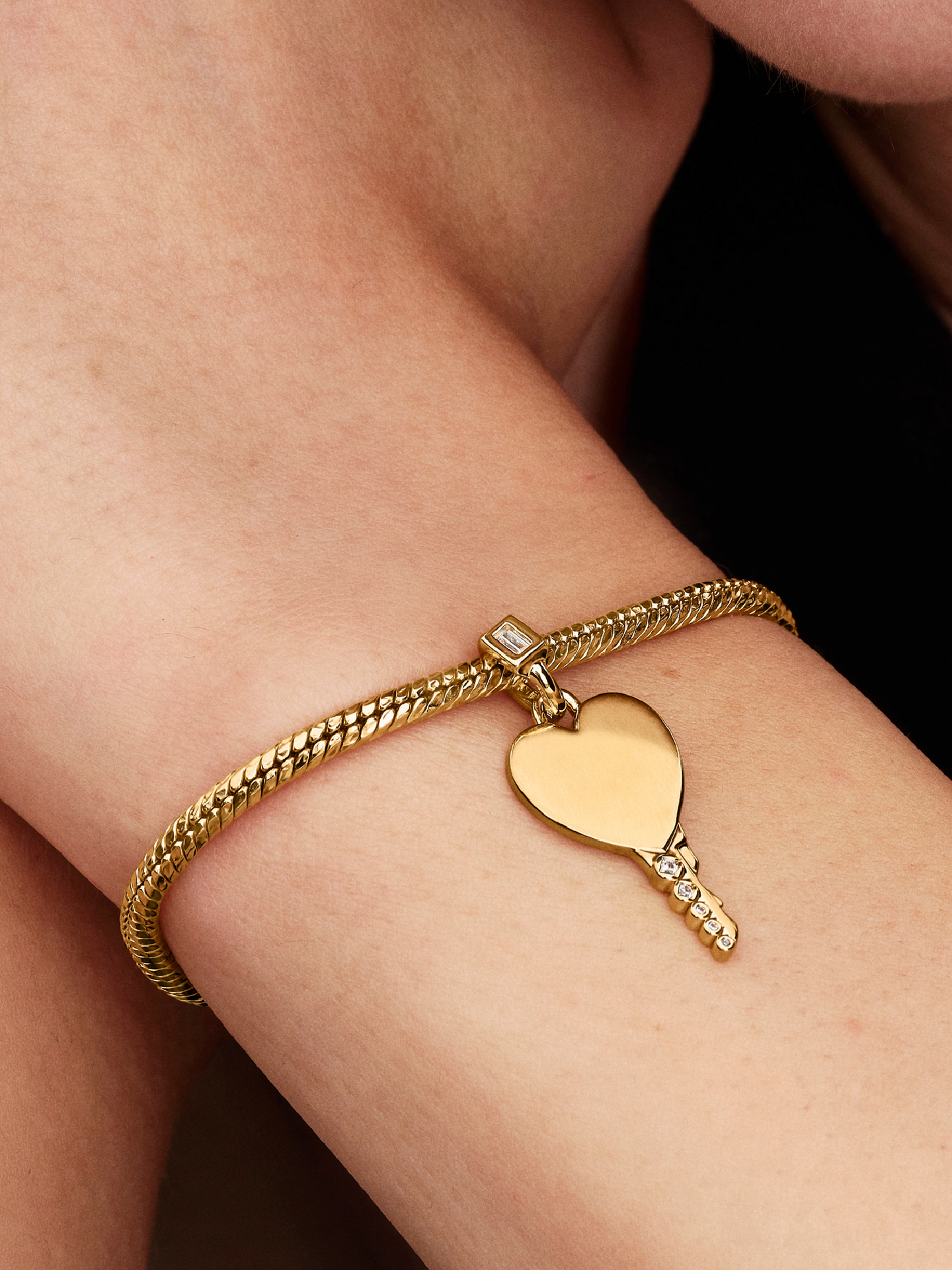 Женская подвеска Pandora Engravable Heart Key, цвет: Позолоченный — фото 3