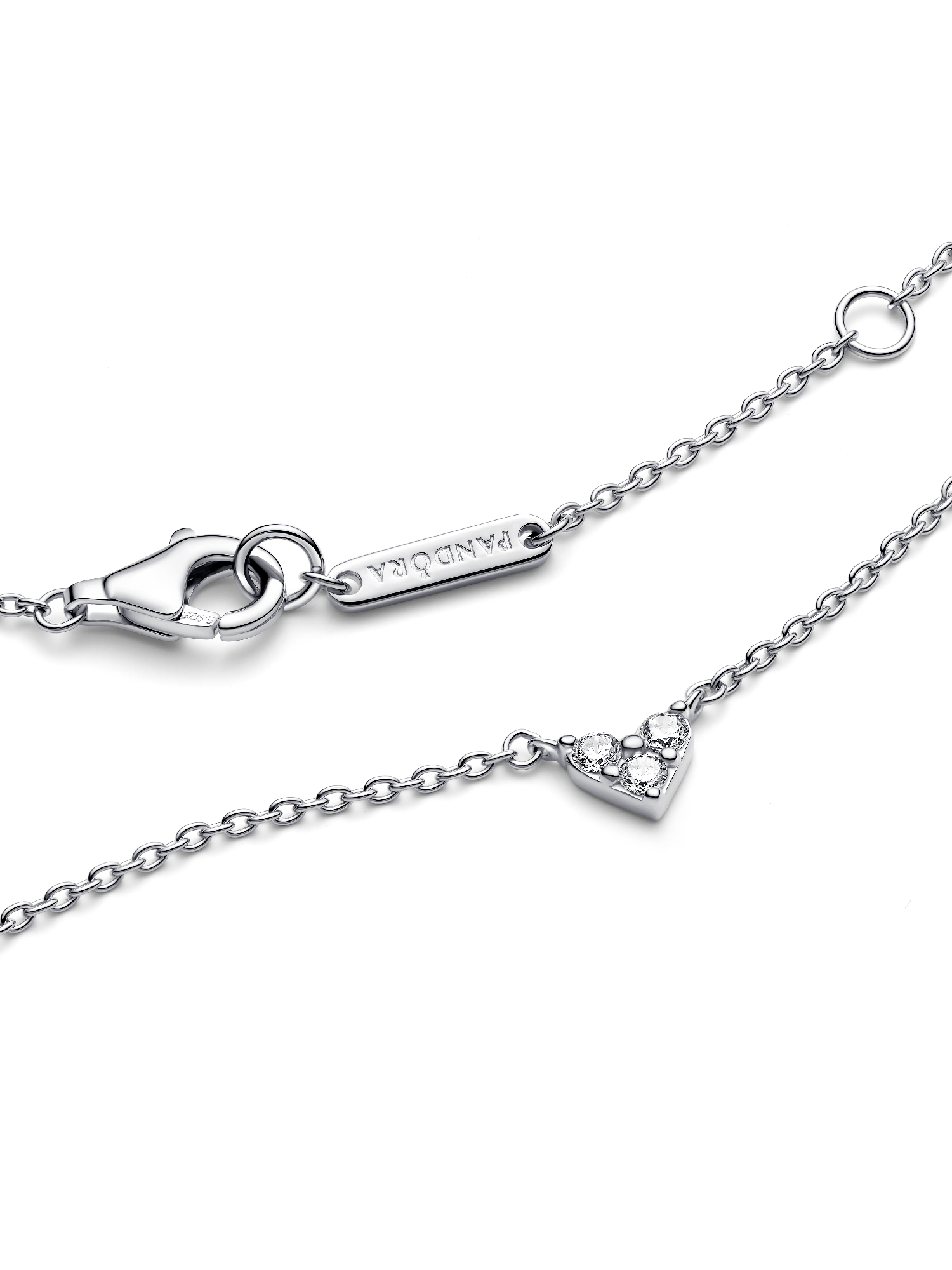Triple Stone Heart Collier Necklace | Sterling silver | Pandora US