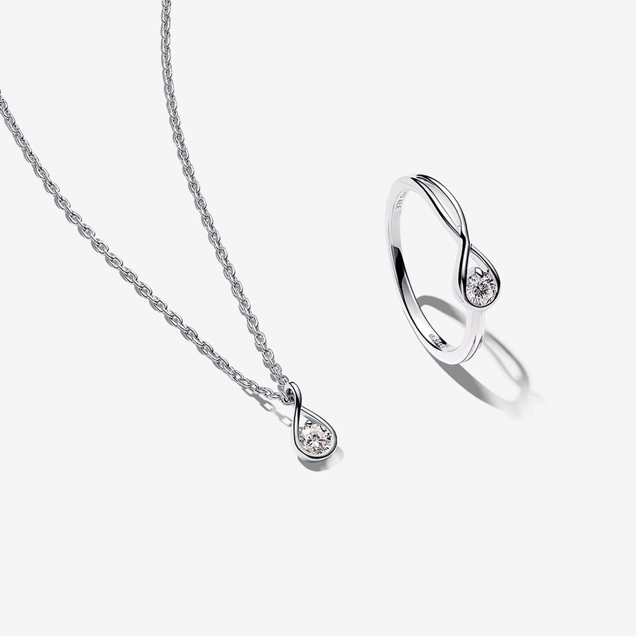 Pandora Infinite Lab-grown Diamond Necklace and Ring Set 0.30 ct tw Sterling Silver image number 0