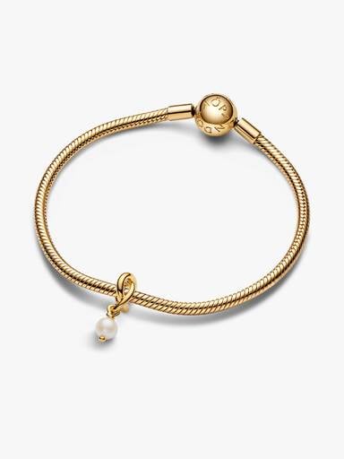 Treated Freshwater Cultured Pearl Eternity Circle Dangle Charm