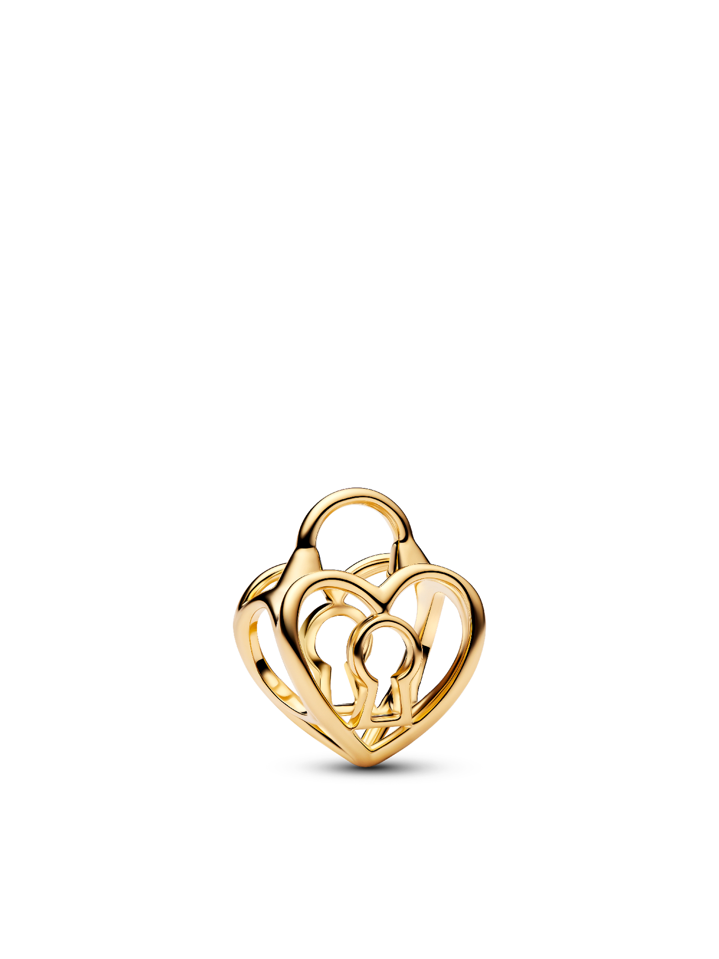 Женский шарм Pandora Openwork Heart Padlock Charm, Gold plated, цвет: Позолоченный — фото 1