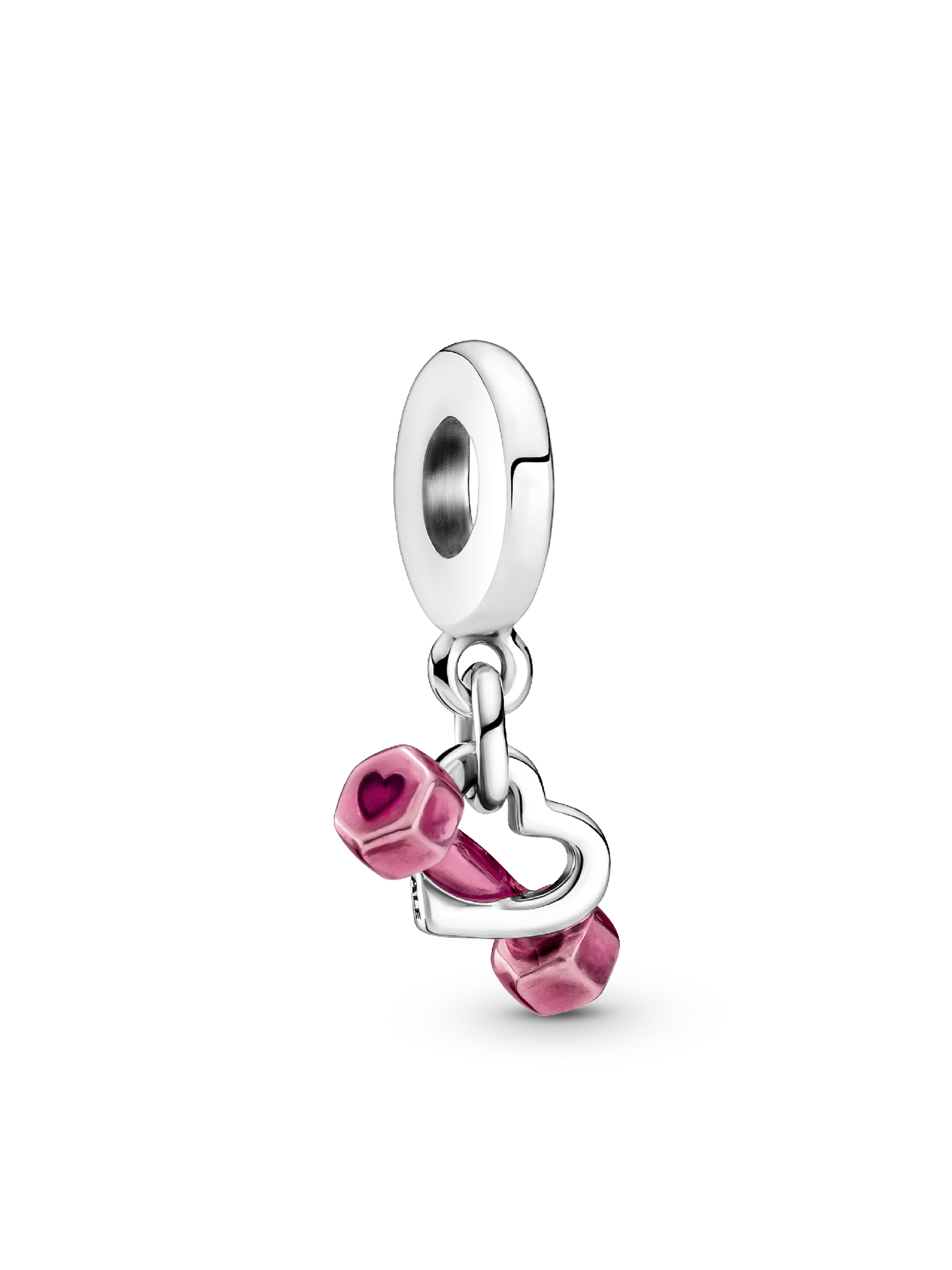 Женский шарм Pandora Dumbbell & Heart Dangle Charm, цвет: Серебро — фото 1