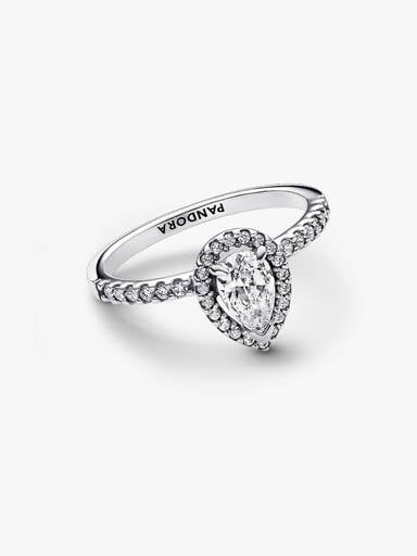 Sparkling Pear Halo Ring