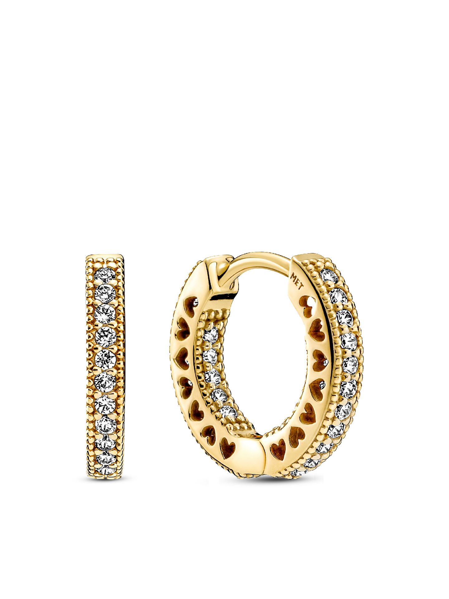 Женские серьги Pandora Pavé Heart, Gold plated, цвет: Позолоченный — фото 1