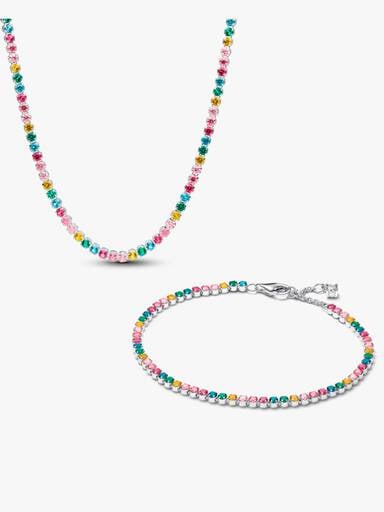 Rainbow Tennis Necklace & Bracelet Set