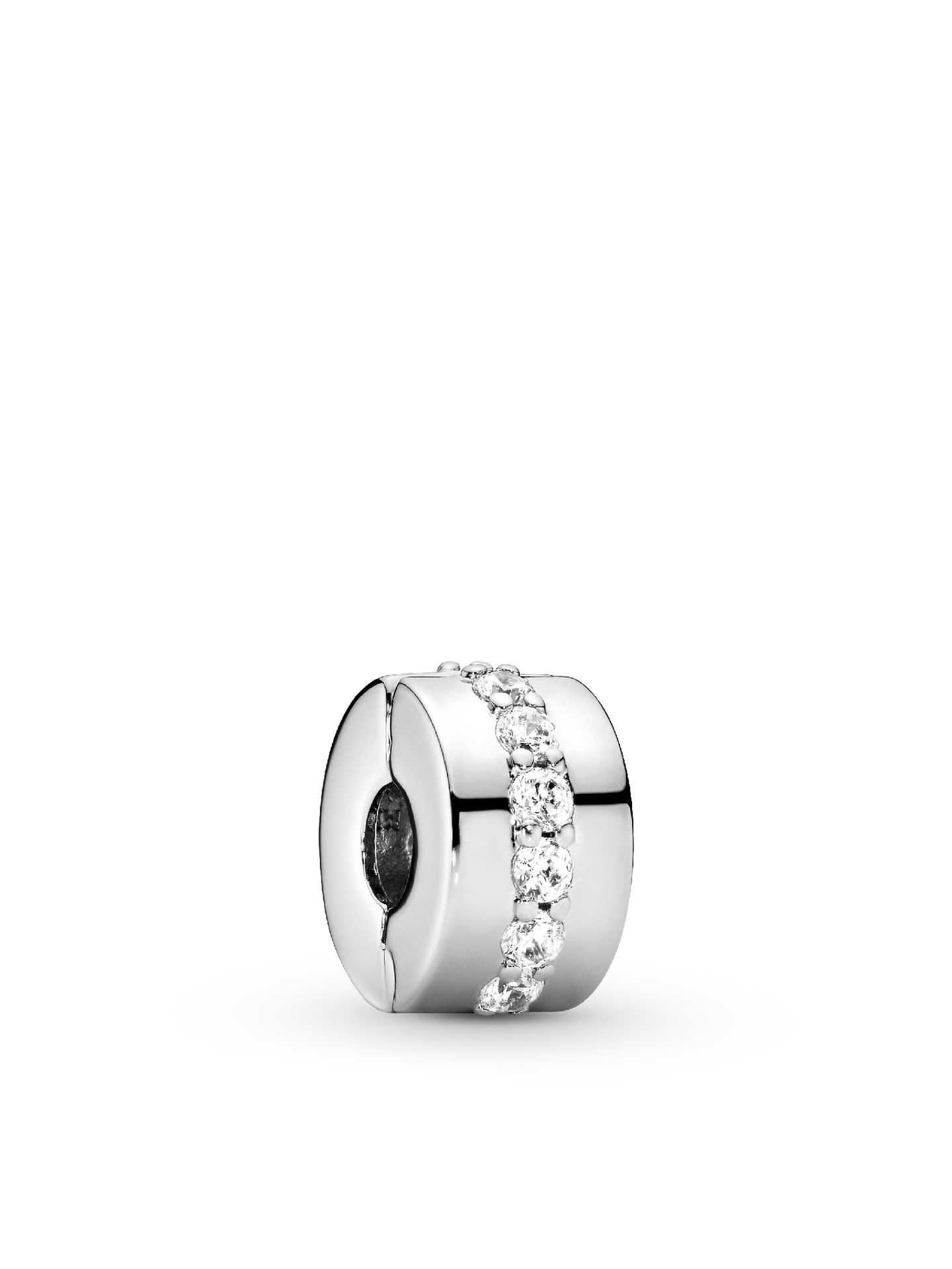 Женский шарм Pandora Clear Sparkling Row Clip Charm, Sterling silver, цвет: Серебро — фото 1