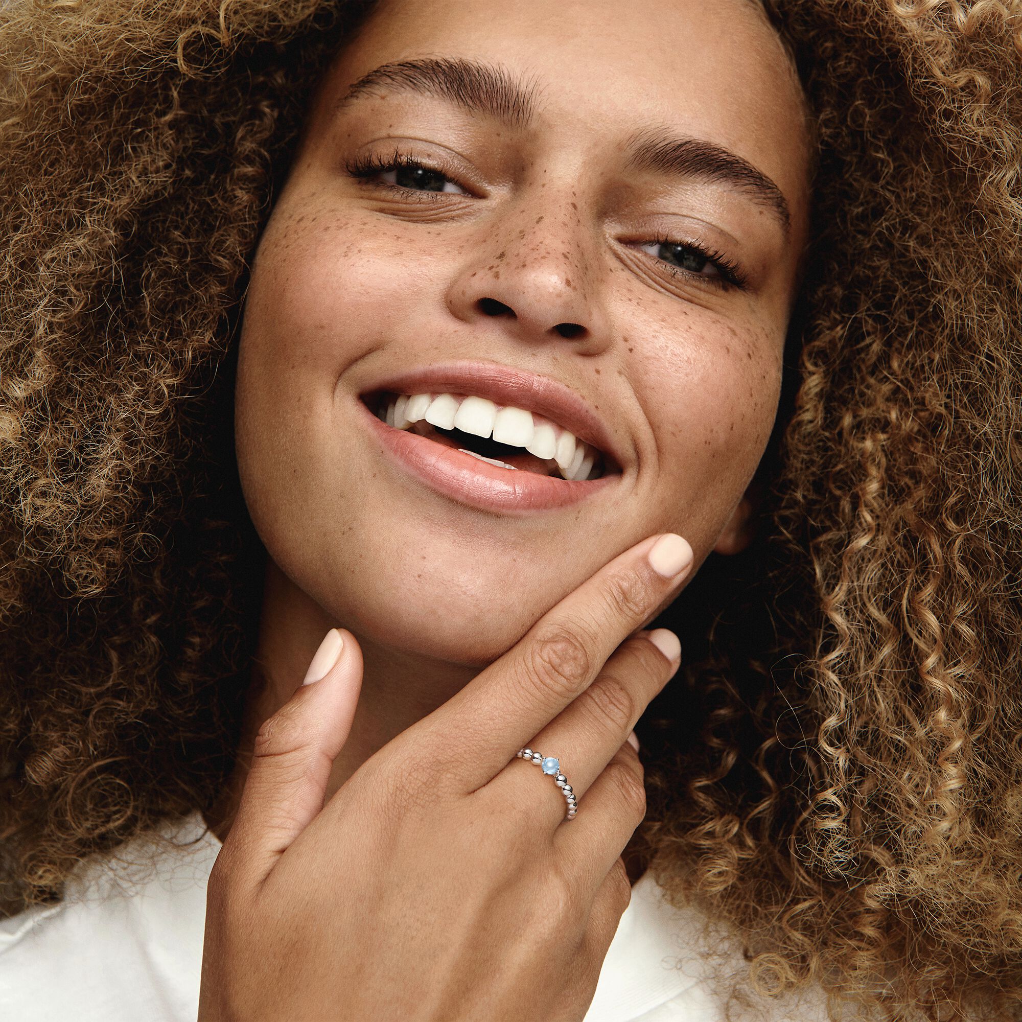 December Sky Blue Beaded Ring 