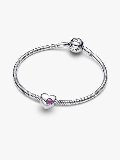 Engravable Purple Stone Heart Charm
