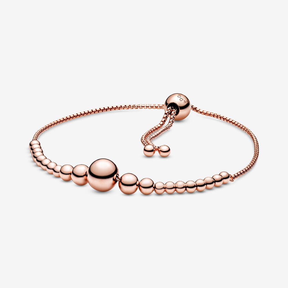 String of Beads Slider Bracelet - FINAL SALE | Rose gold plated ...
