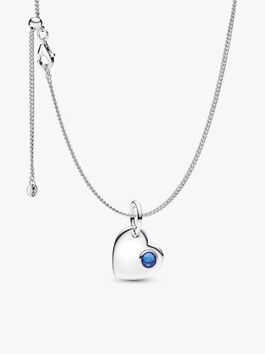 September Birthstone Heart Pendant Necklace