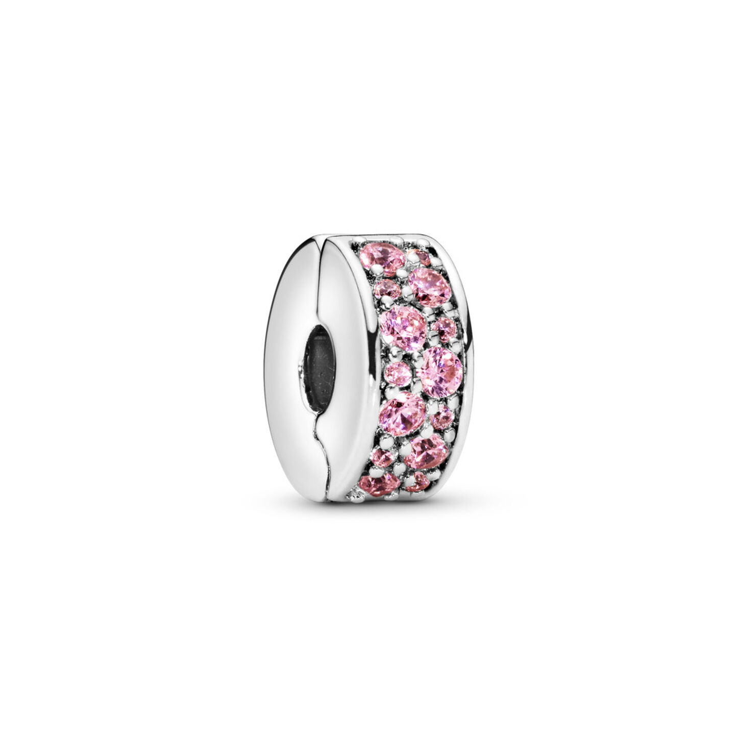 Женский шарм Pandora Pink Pavé Clip Charm, Sterling silver, цвет: Серебро — фото 2