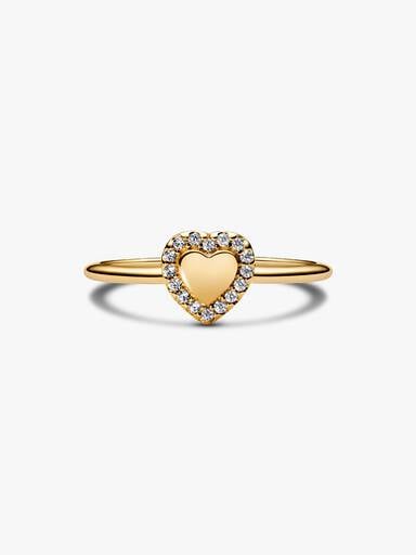 Engravable Heart Halo Ring