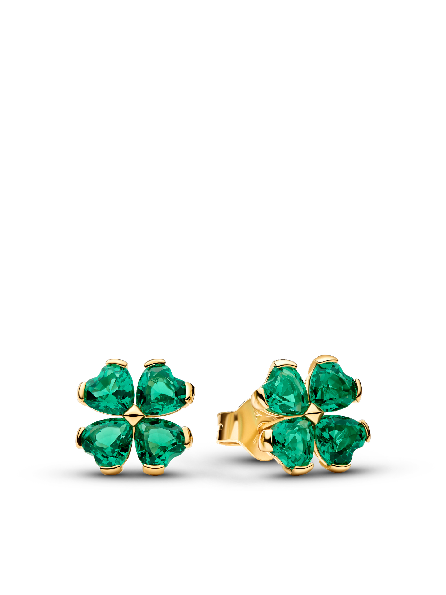 Женские серьги Pandora Green Lucky Clover, цвет: Позолоченный — фото 1