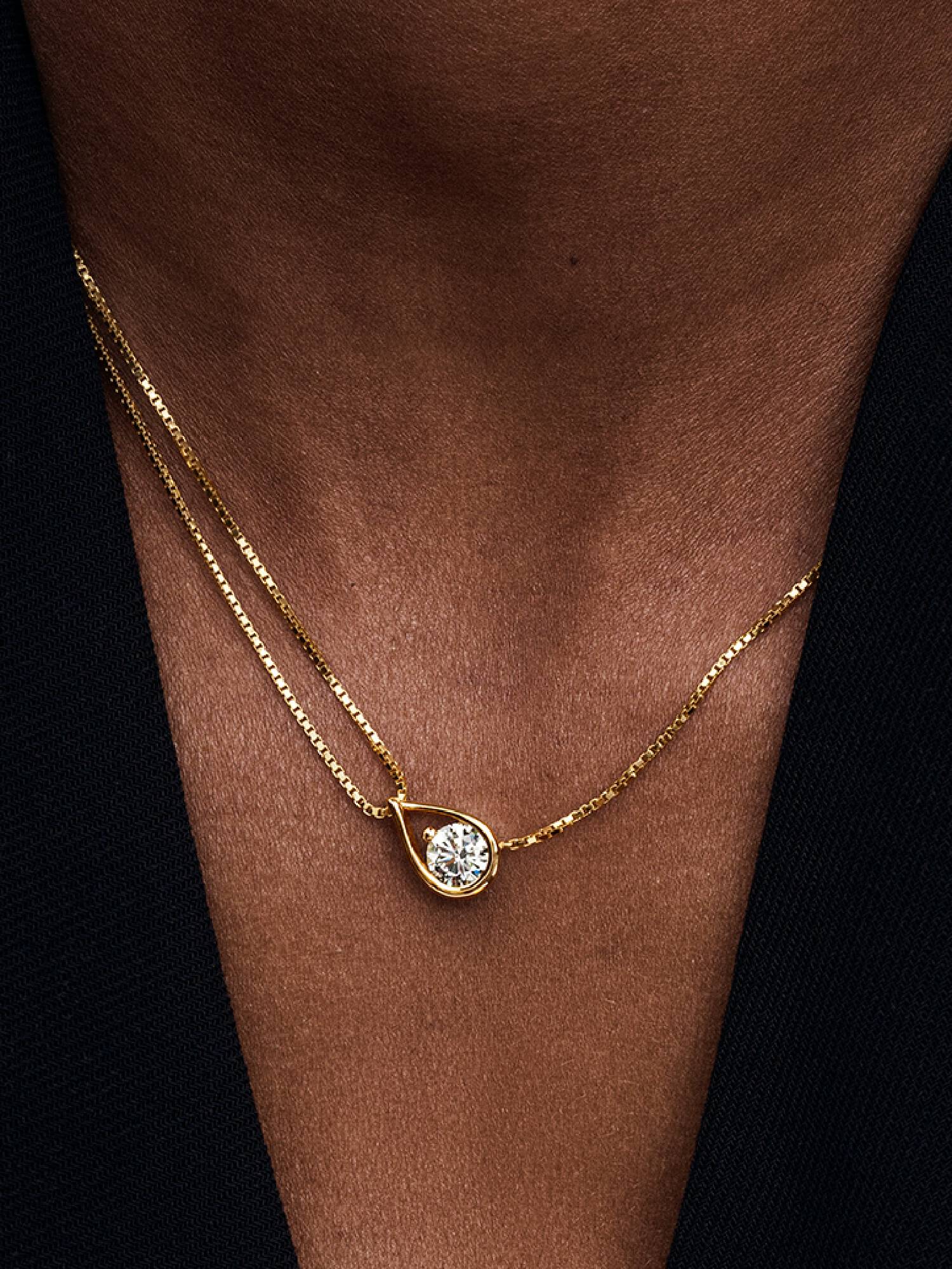 FINAL SALE - Pandora Infinite 14k Gold Lab-grown Diamond Double Chain Collier Necklace