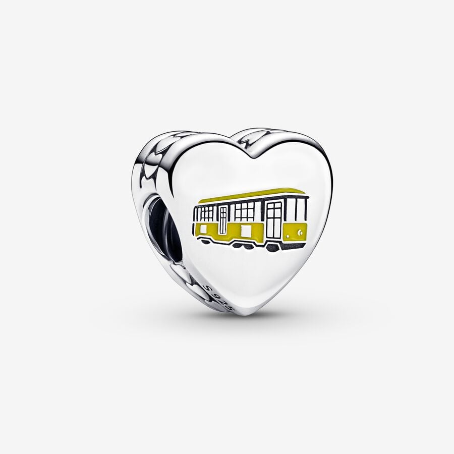 tempo Flashy sharp Milano heart sterling silver charm with yellow enamel