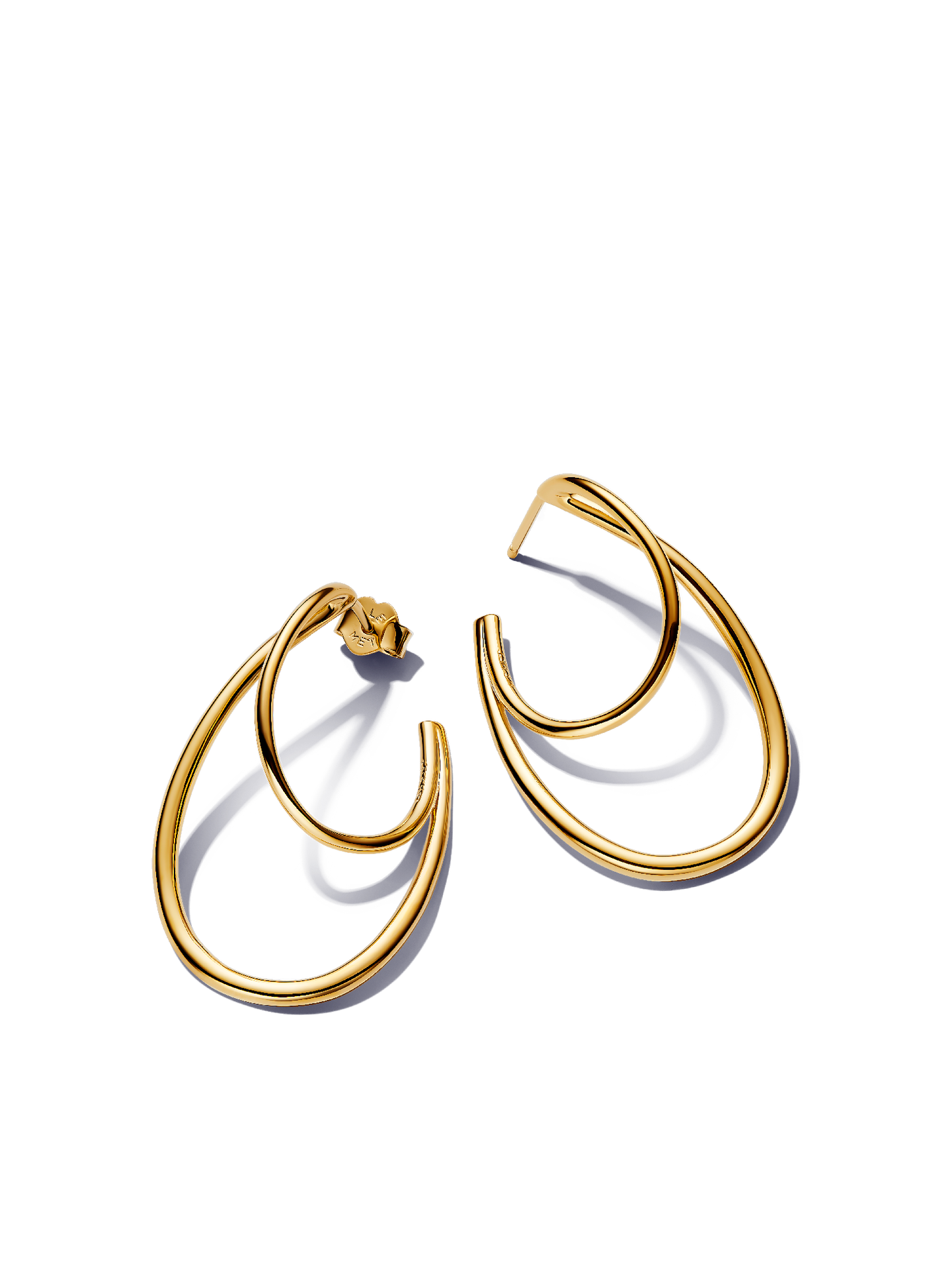 Женские серьги Pandora Organically Shaped Double, цвет: Позолоченный — фото 1