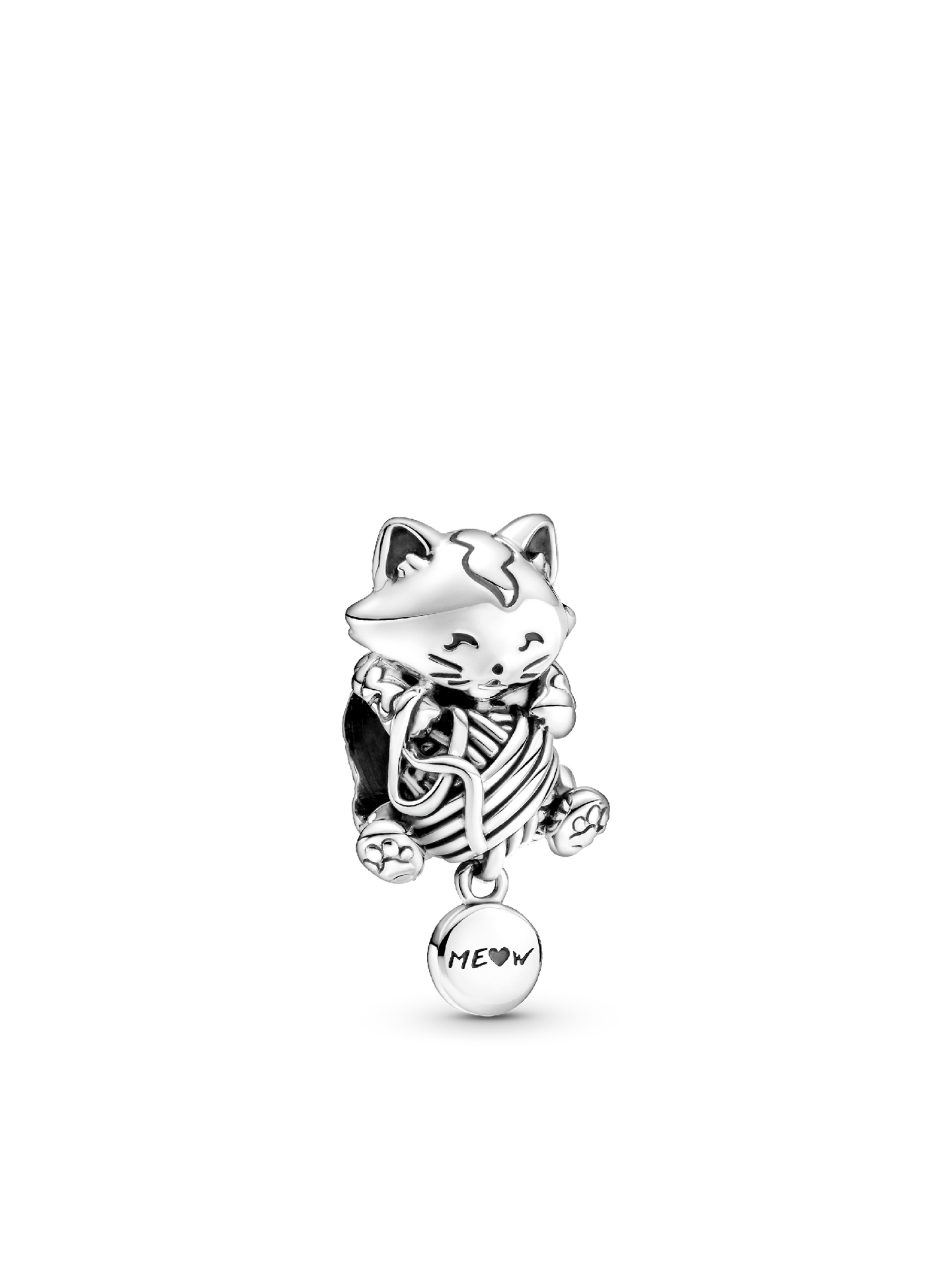 Женский шарм Pandora Kitten & Yarn Ball Charm, цвет: Серебро — фото 1