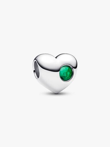 Engravable Green Stone Heart Charm
