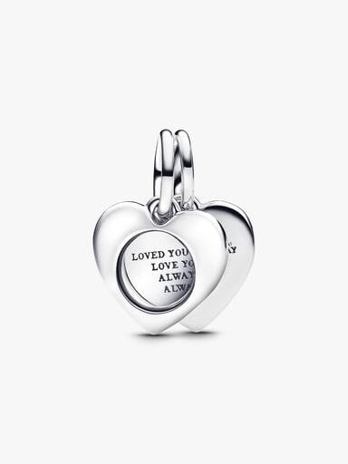 FINAL SALE - Engravable Heart Magnifying Glass Double Dangle Charm