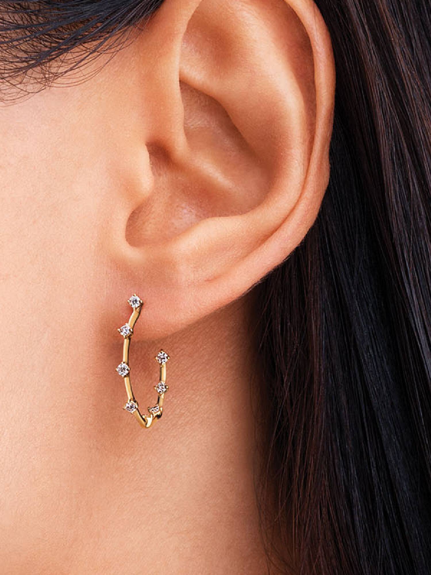 Pandora Era Lab-Grown Diamond Station Hoop Earrings