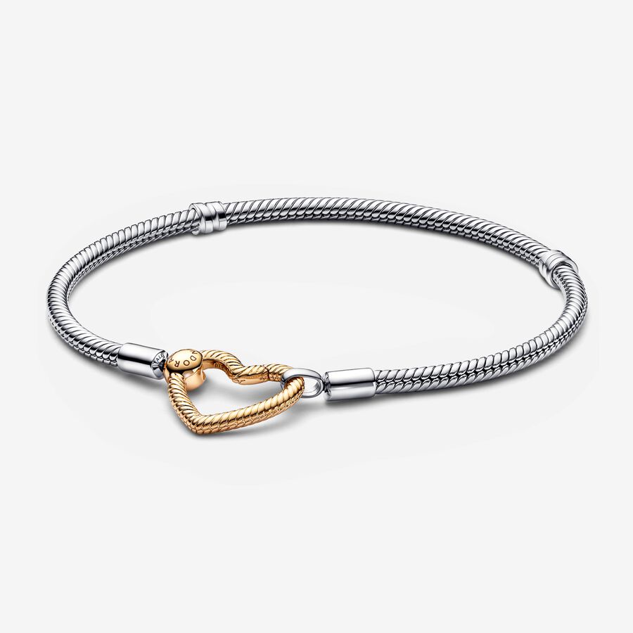 gastheer ademen Ingang Pandora Moments Heart Closure Snake Chain Bracelet | Two-tone | Pandora US