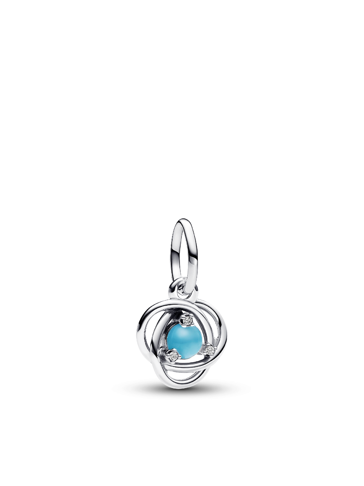 Шарм Pandora Turquoise Blue Eternity Circle Dangle Charm, цвет: Серебро — фото 1