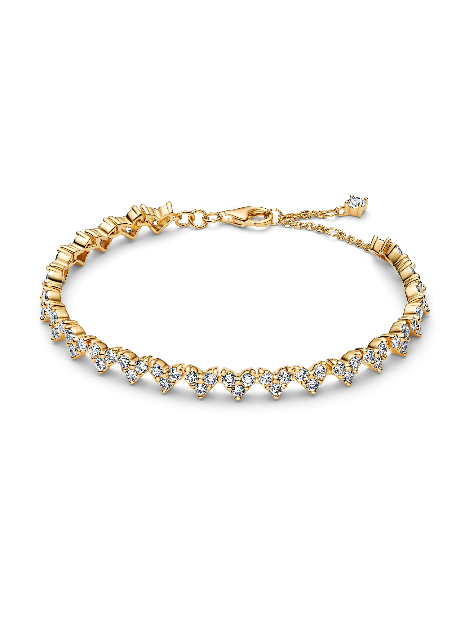Triple Stone Heart Bracelet | Gold plated | Pandora US