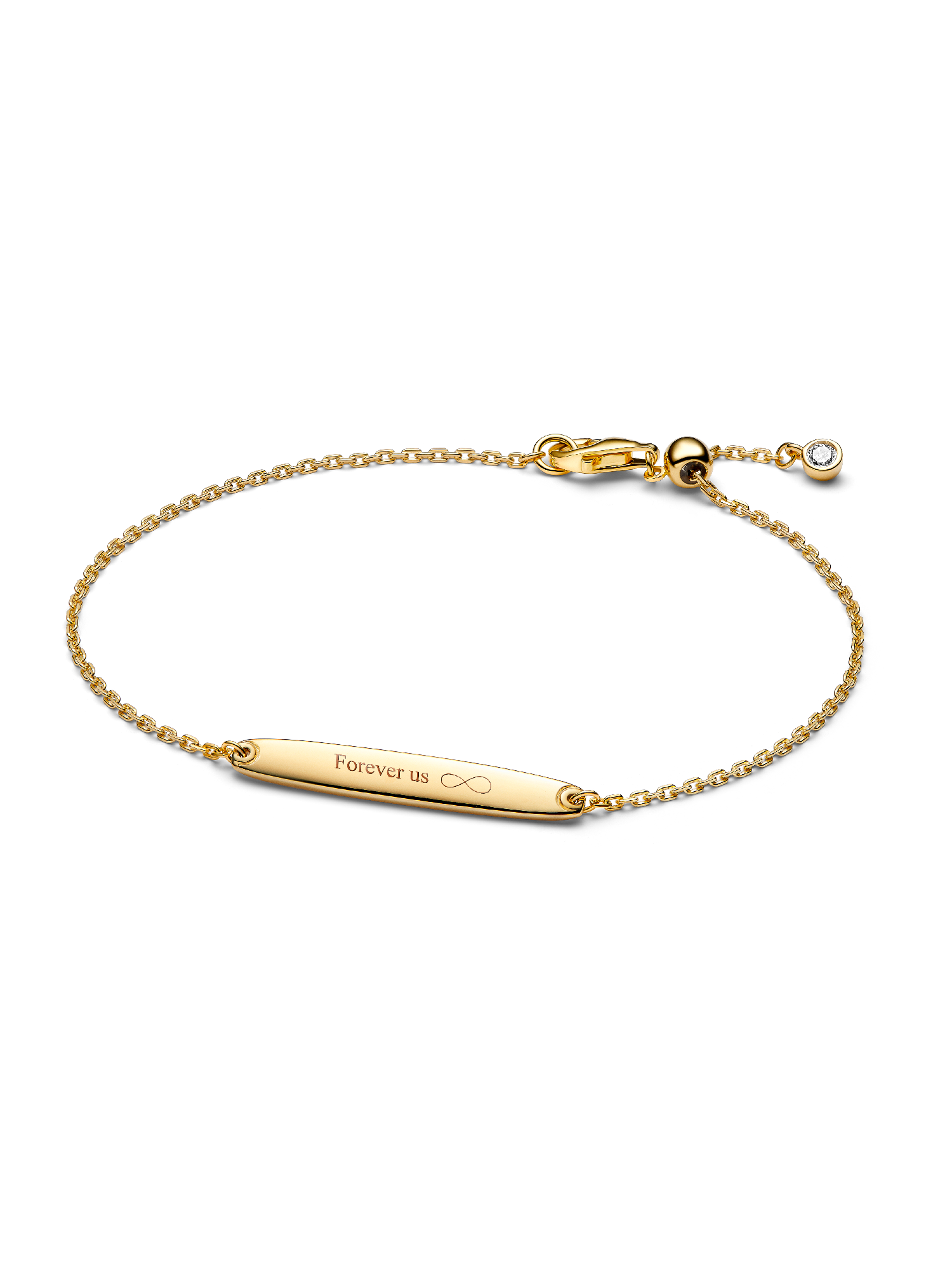 Engravable Bar Chain Bracelet | Gold plated | Pandora US