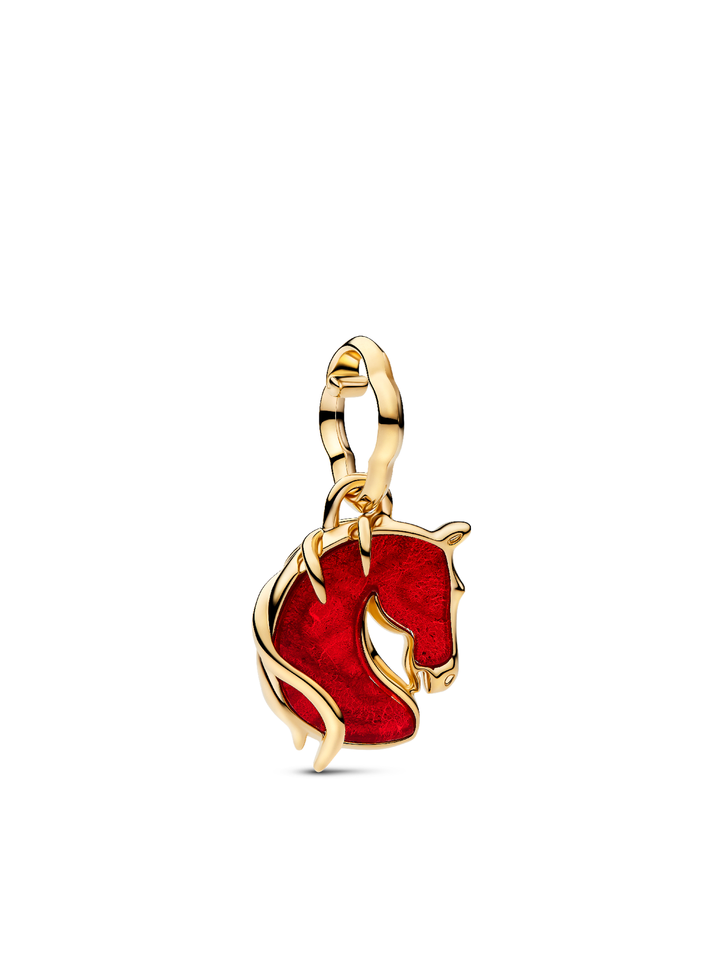 Женский шарм Pandora Red Fire Horse Murano Glass Dangle Charm, цвет: Позолоченный — фото 1