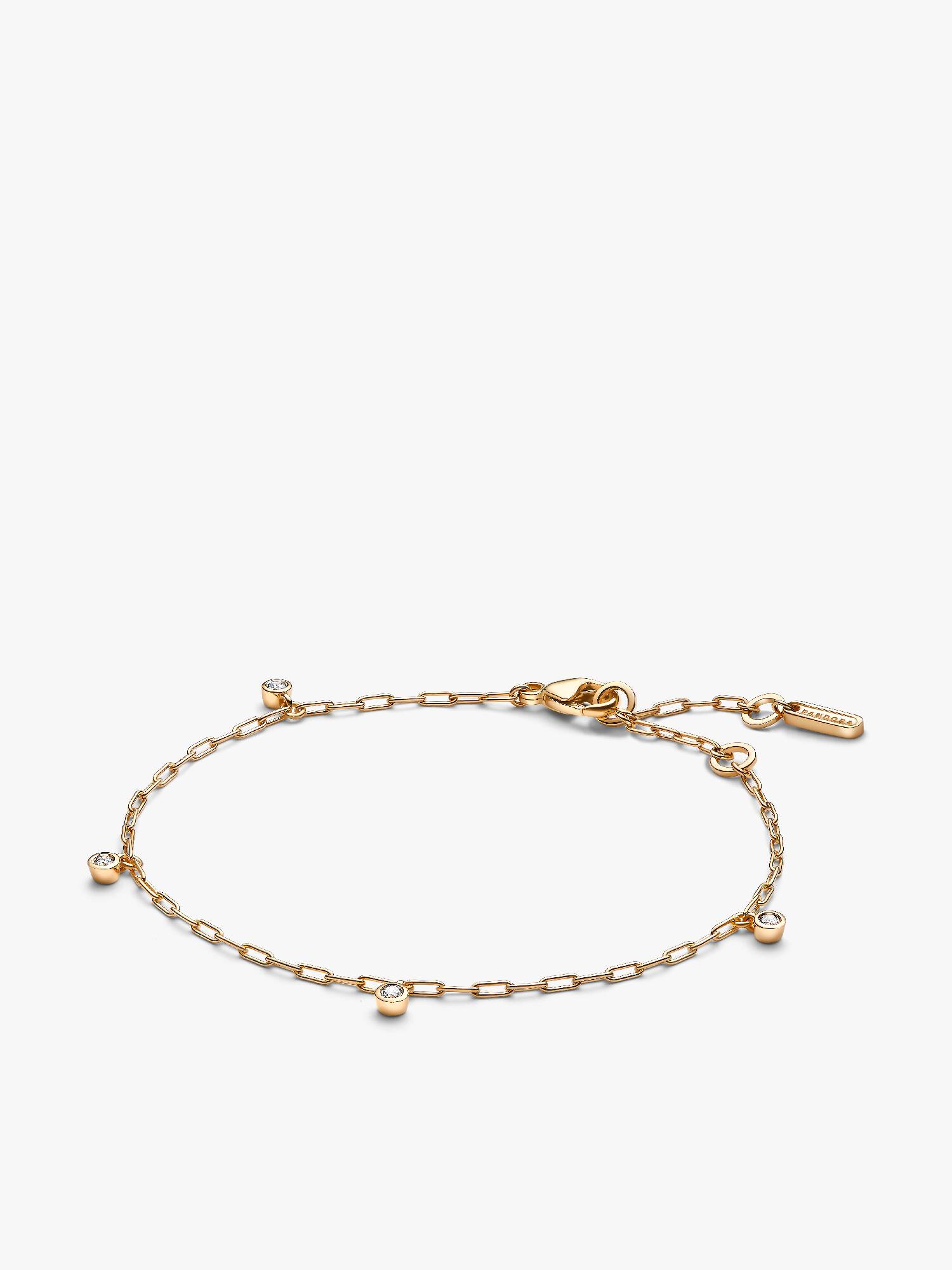 Pandora Era Bezel Lab-Grown Diamond Dangle Paperclip Chain Bracelet