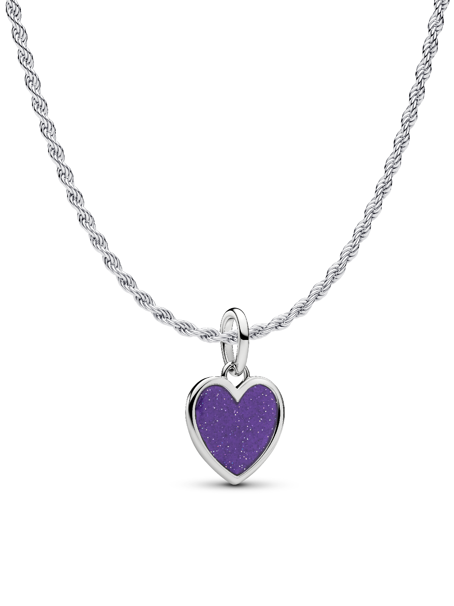 Engravable Purple Heart Dangle Charm Necklace