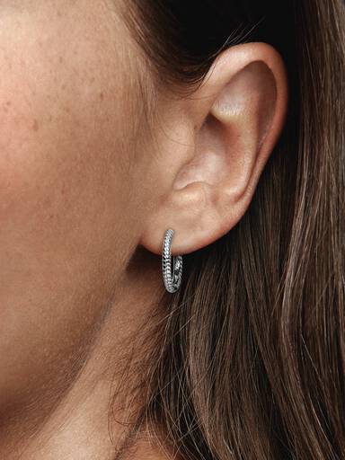 Pandora Moments Small Charm Hoop Earrings